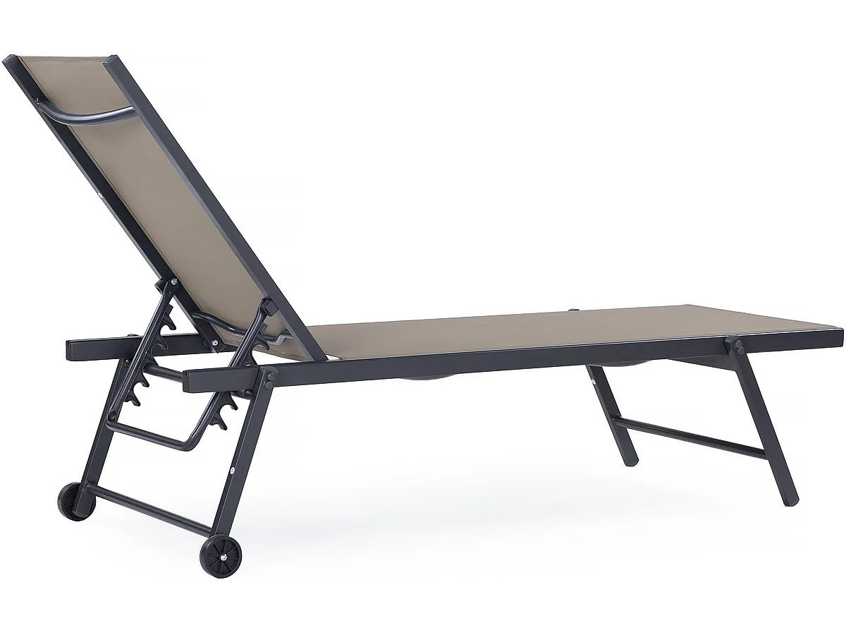 Set van 2 Textilene en Aluminium Ligstoelen "Jolia" - Comfortabel en weerbestendig - Taupe