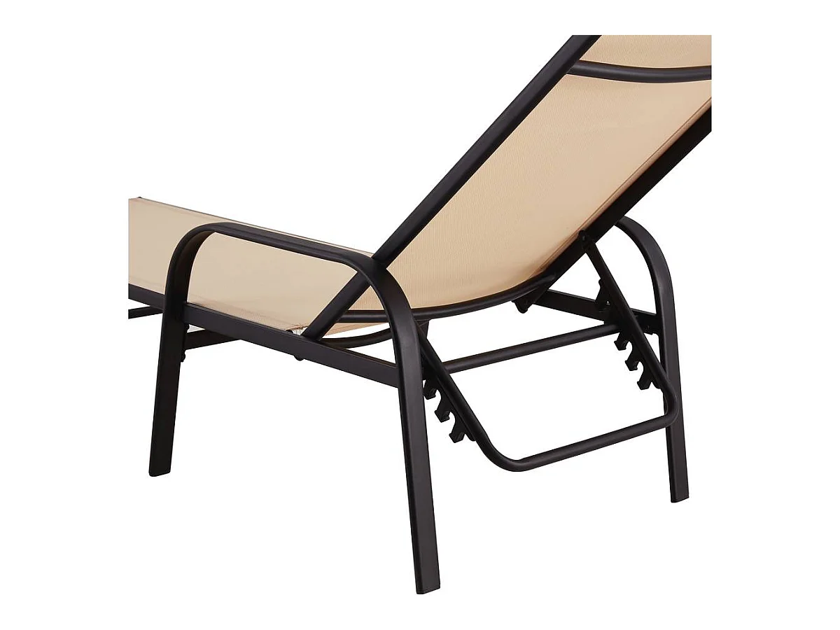 Conjunto de 2 espreguiçadeiras de metal "Farniente" - Bege, confortáveis e resistentes para relaxar ao ar livre