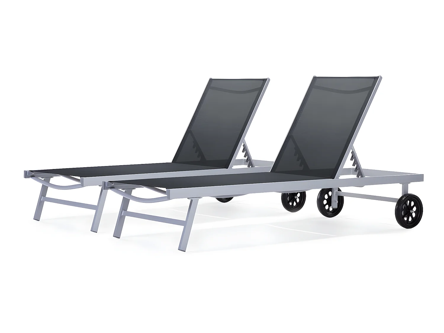 Bain de soleil en aluminium et textilène "Bella" - Phoenix - Gris - Lot de 2