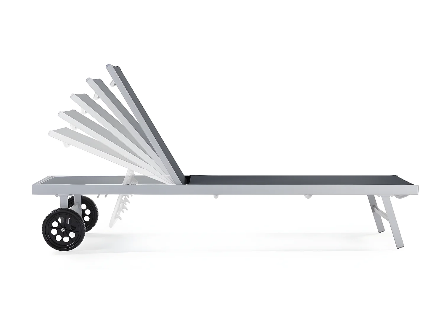 Bain de soleil en aluminium et textilène "Bella" - Phoenix - Gris - Lot de 2