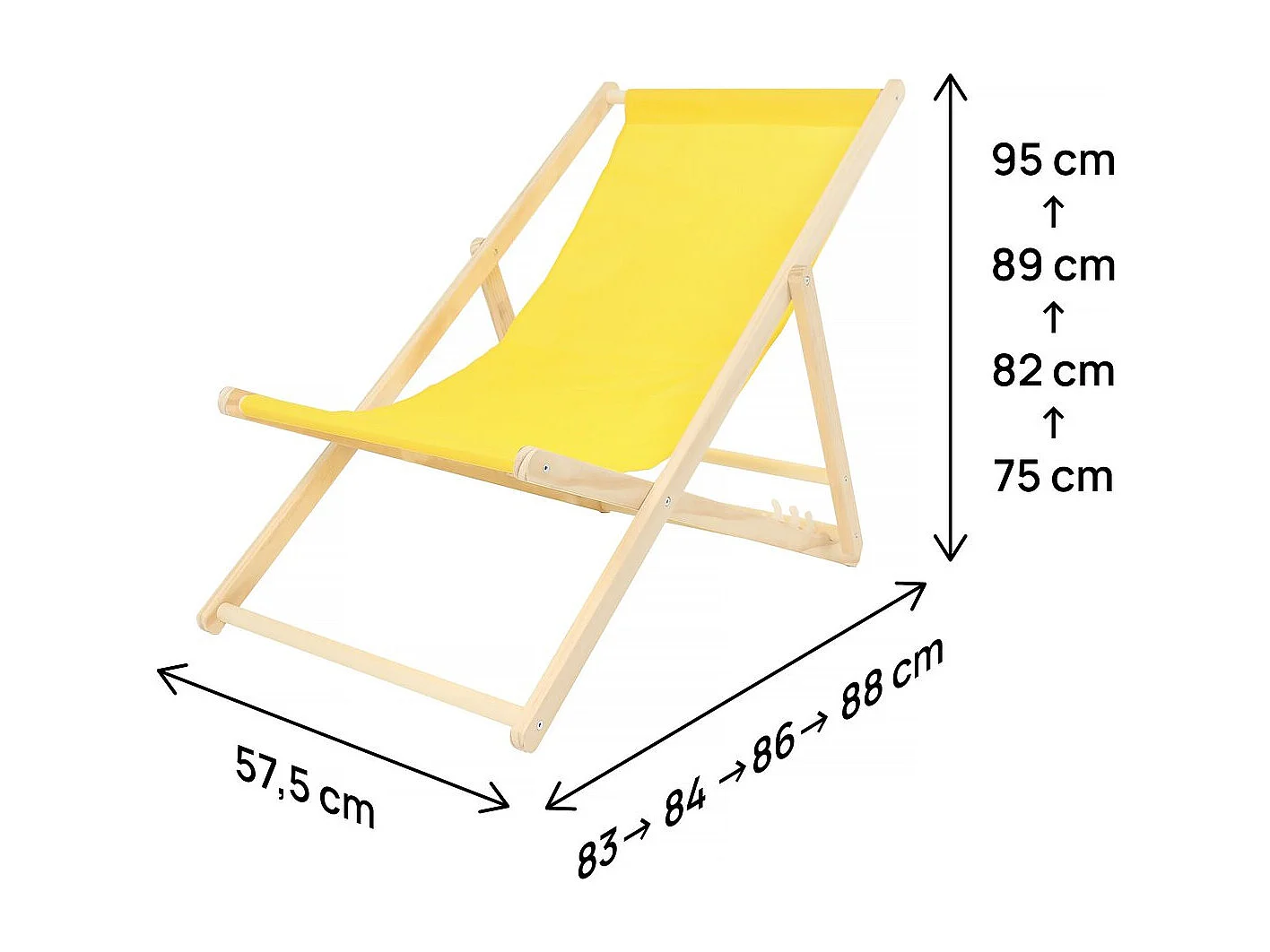Set van 2 opvouwbare en stapelbare houten ligstoelen "Chilienne" - Geel