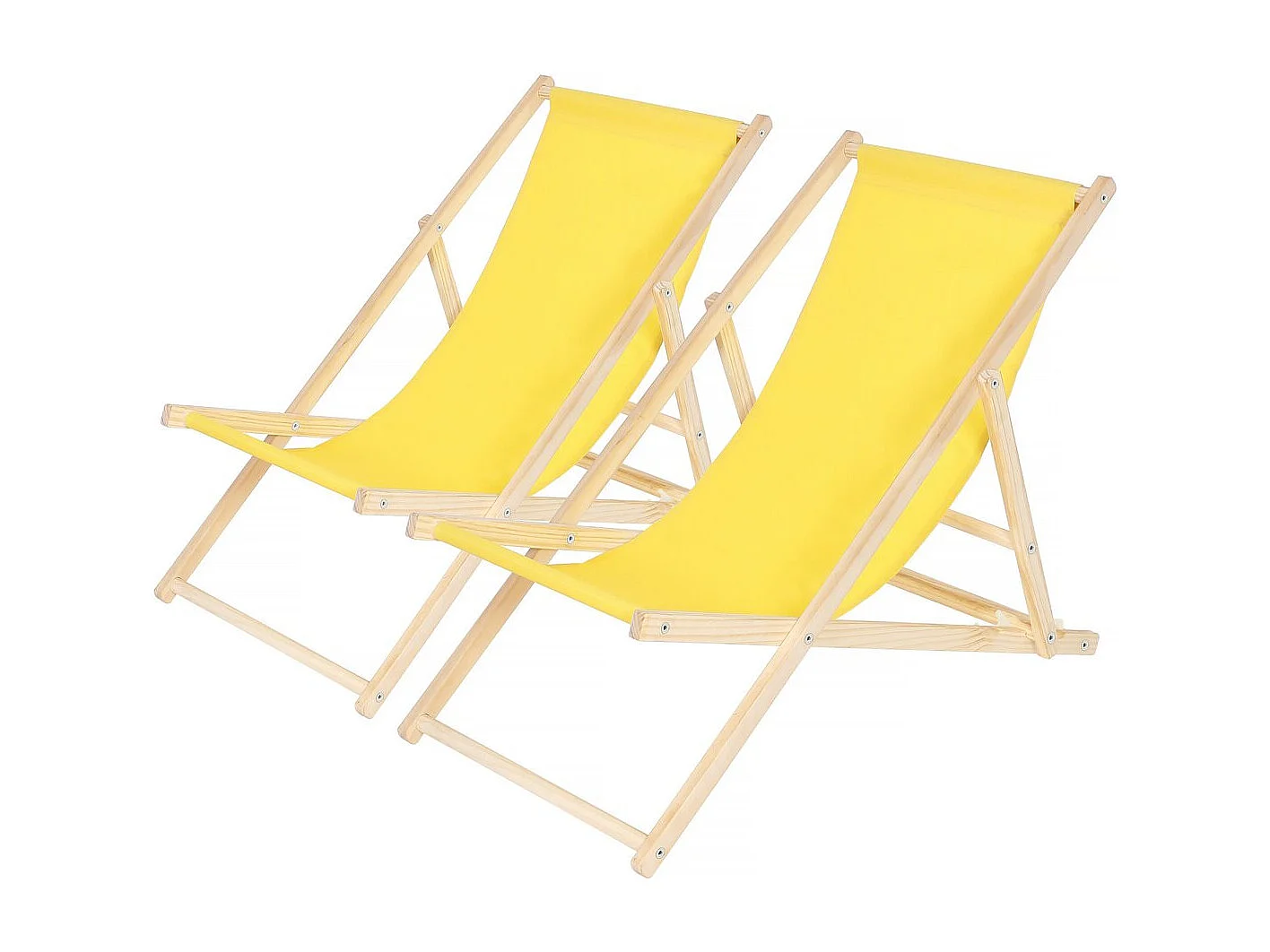 Set di 2 sedie a sdraio in legno "Chilean" - 107 x 56.5 x 81 cm - Giallo