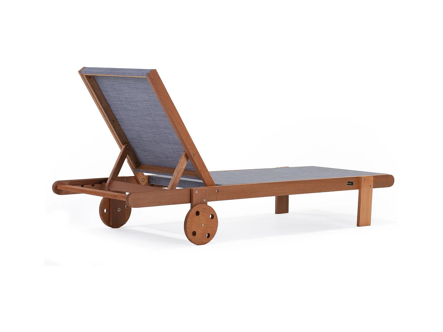 Set van 2 ligbedden van exotisch hout "Saïgon" met 4 verstelbare posities en achterwielen voor gemakkelijk verplaatsen - Grijs