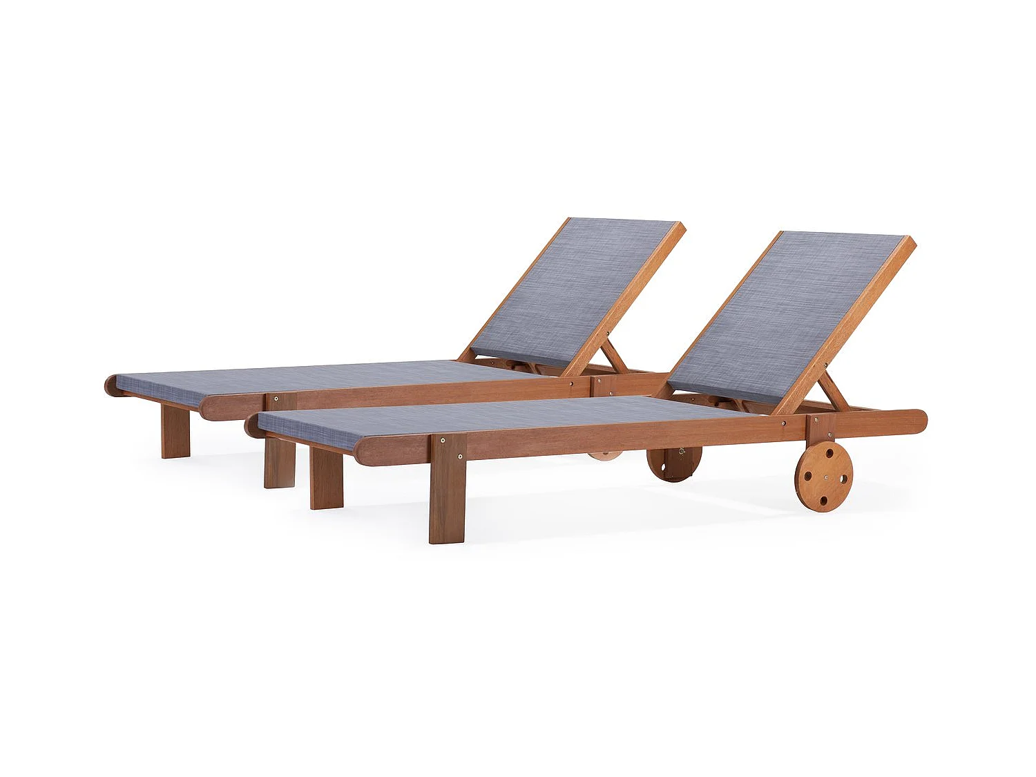 Ligbed set 2 houten ligstoelen hardhout "Saïgon" - Maple - Grijs