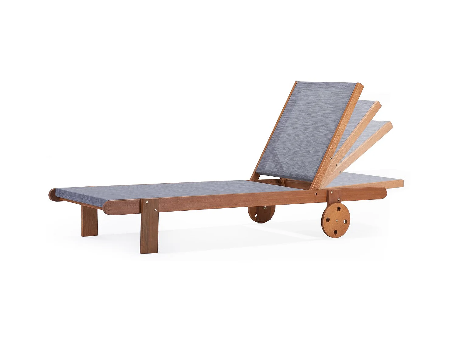 Ligbed set 2 houten ligstoelen hardhout "Saïgon" - Maple - Grijs