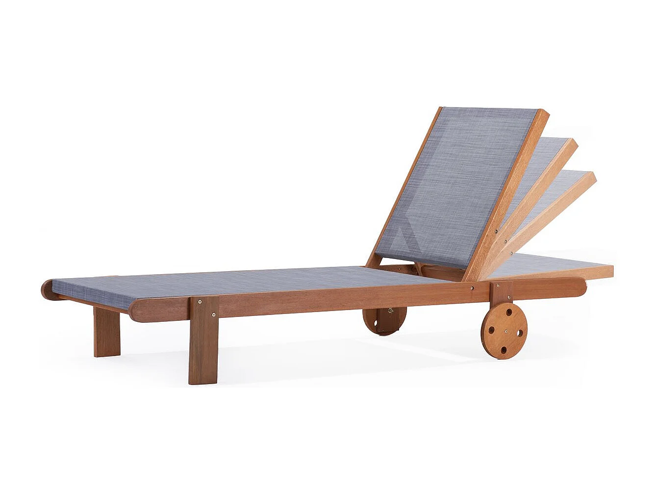 Ligbed set 2 houten ligstoelen hardhout "Saïgon" - Maple - Grijs