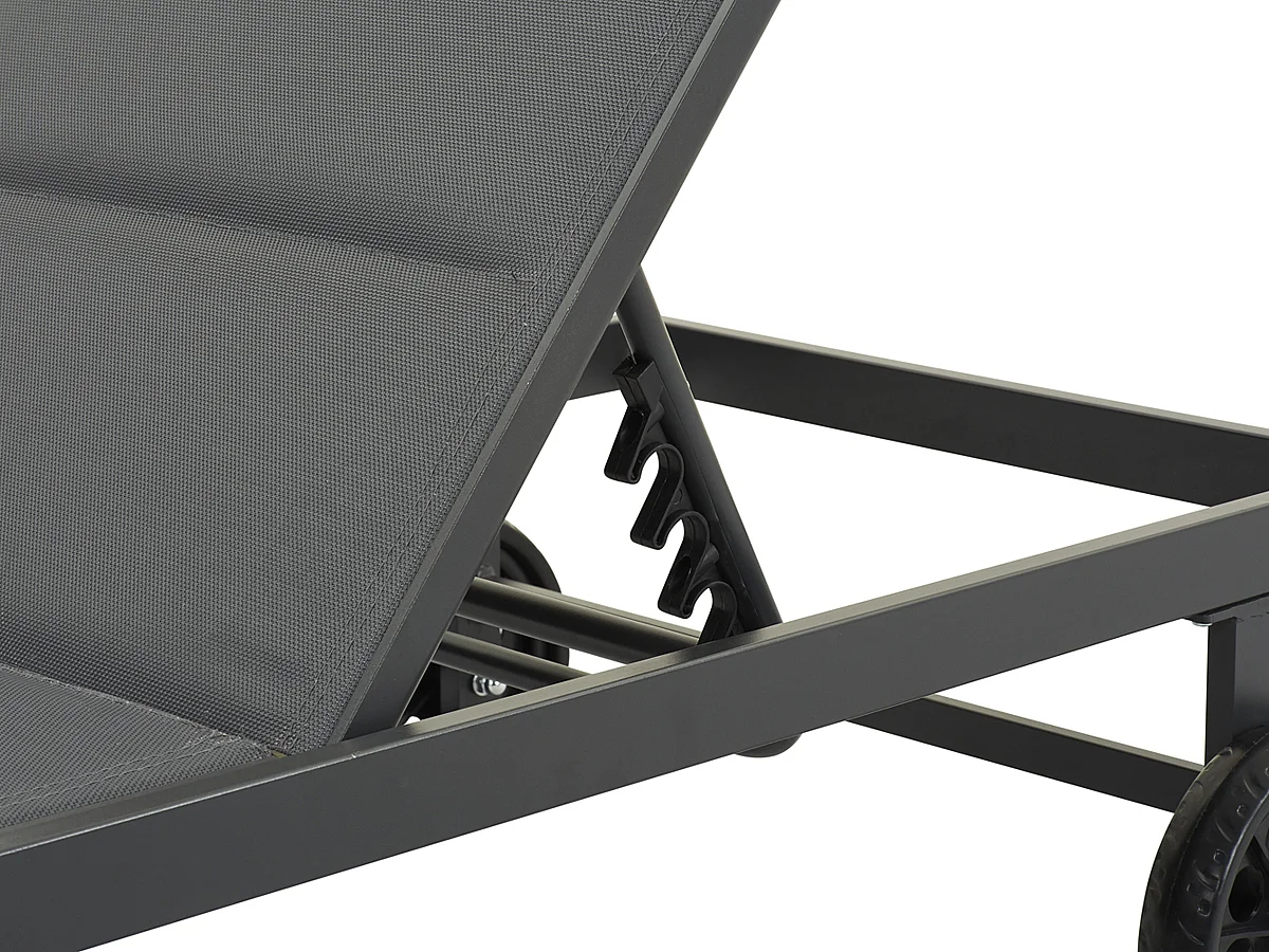 Bain de soleil textilène matelassé et aluminium "Bella" - Phoenix - Gris foncé