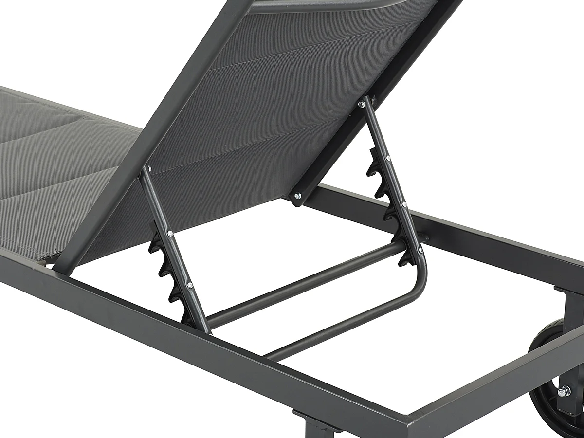 Bain de soleil textilène matelassé et aluminium "Bella" - Phoenix - Gris foncé