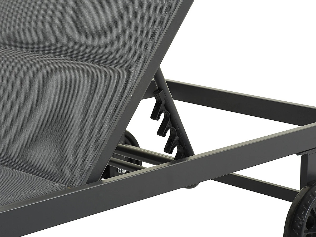 Bain de soleil textilène matelassé et aluminium "Bella" - Phoenix - Gris foncé