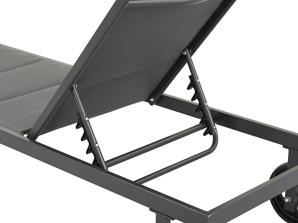 Bain de soleil textilène matelassé et aluminium "Bella" - Phoenix - Gris foncé