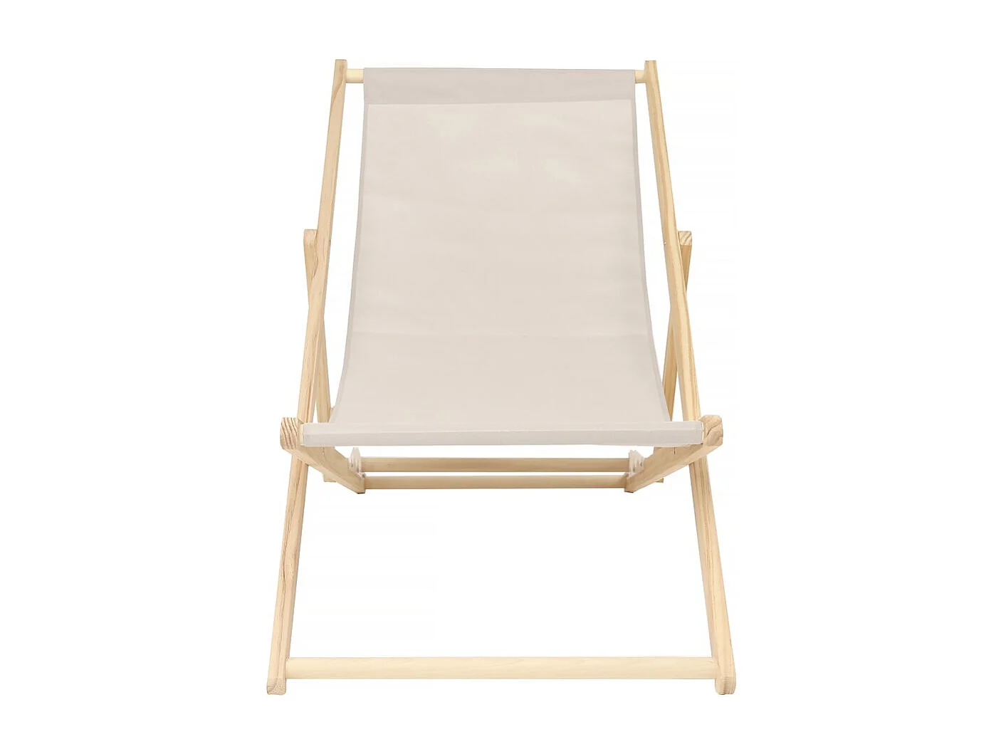 Lot de 2 transats en bois "Chilienne" - 107 x 56.5 x 81 cm - Ecru