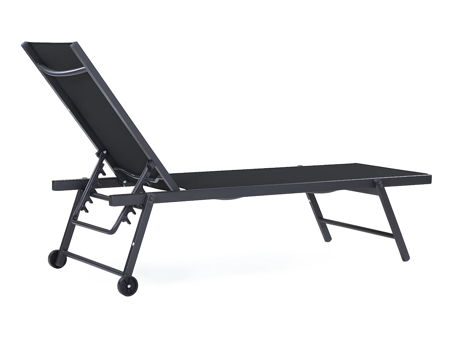 Lot de 2 bains de soleil textilène aluminium "Jolia" - Gris foncé / Noir