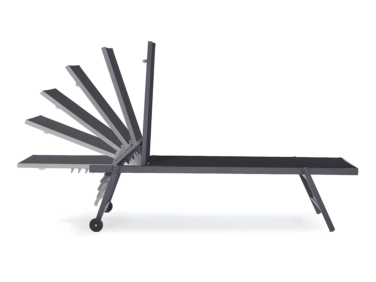 Lot de 2 bains de soleil textilène aluminium "Jolia" - Gris foncé / Noir