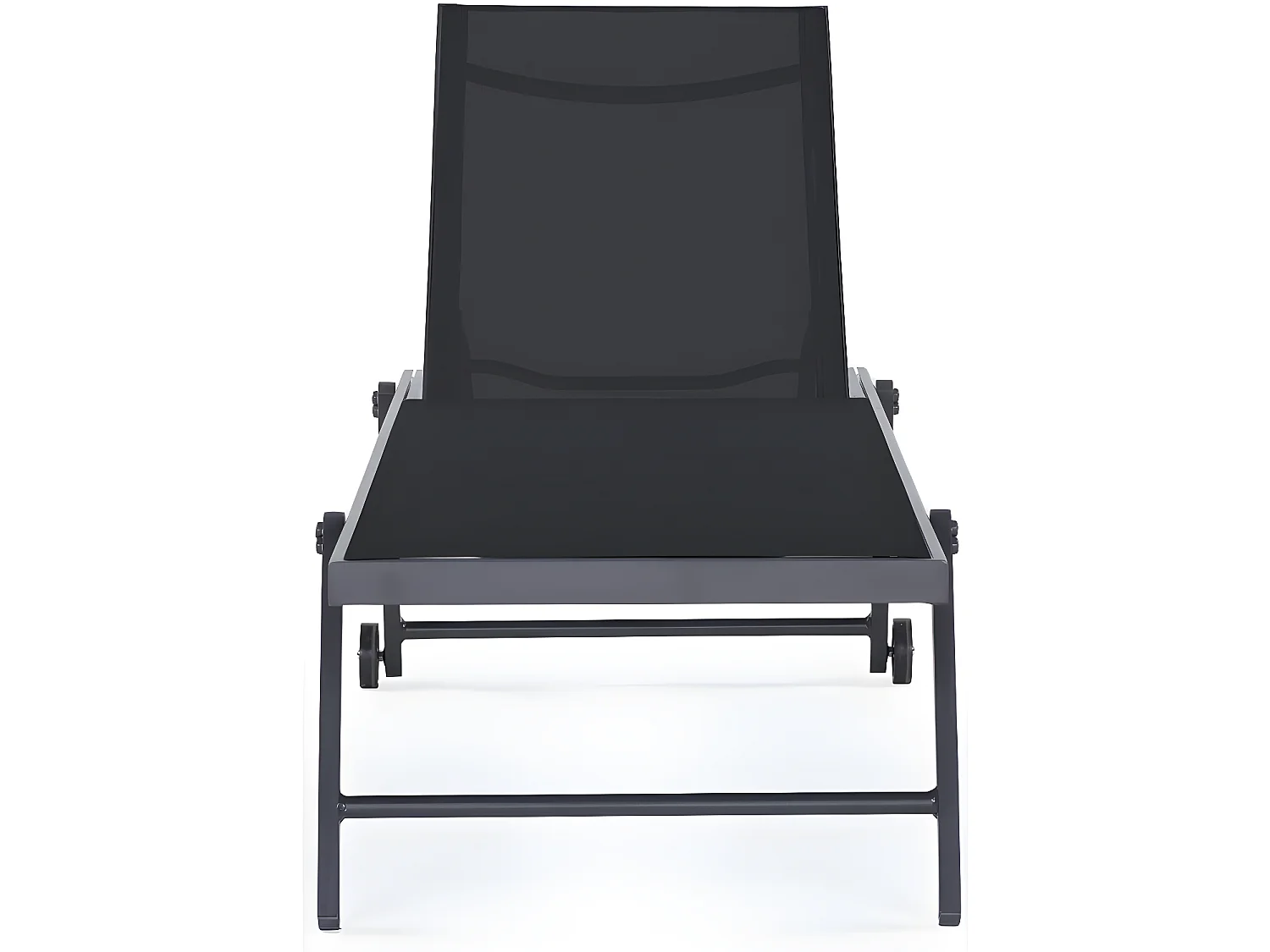 Lot de 2 bains de soleil textilène aluminium "Jolia" - Gris foncé / Noir