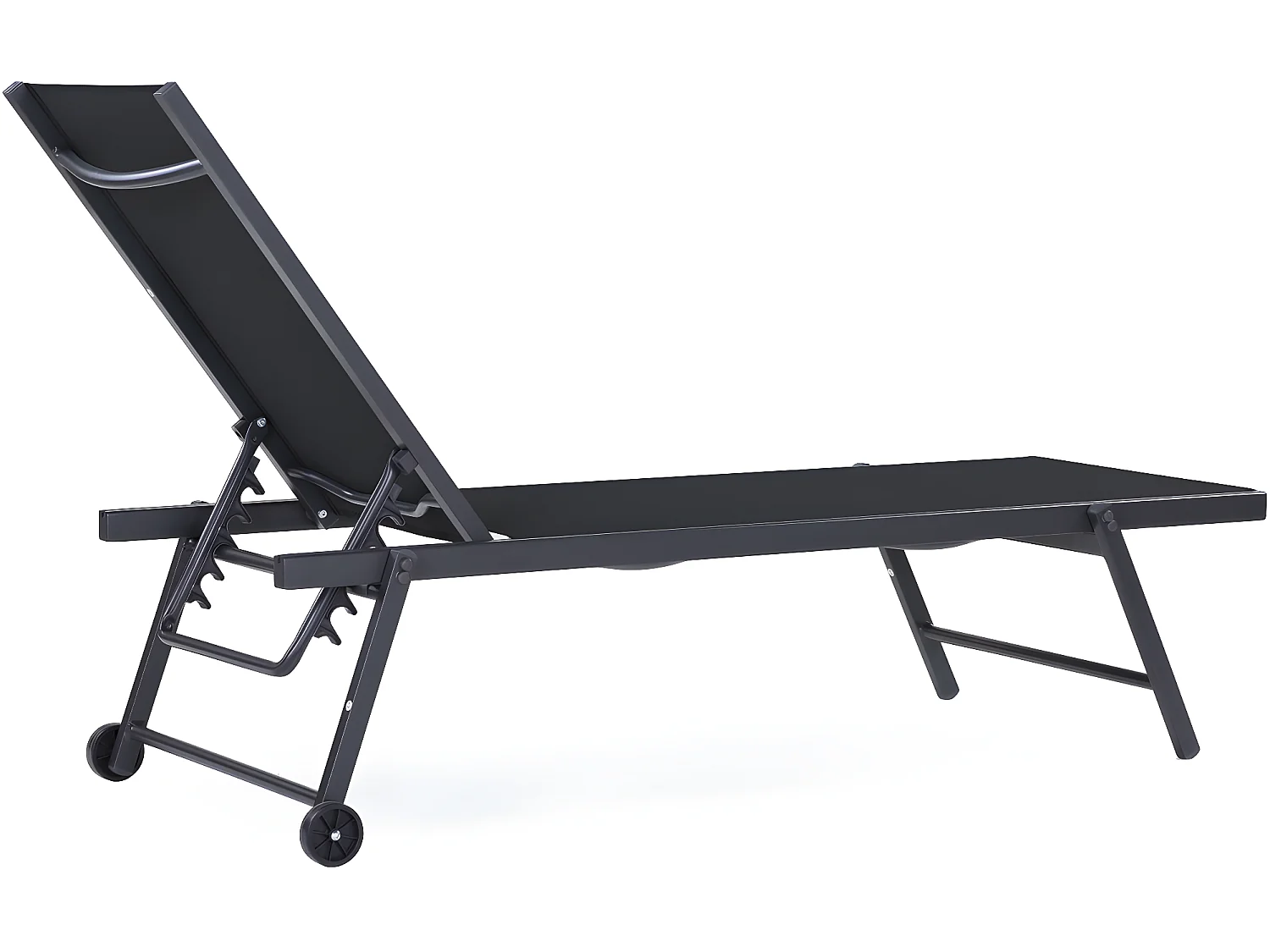 Lot de 2 bains de soleil textilène aluminium "Jolia" - Gris foncé / Noir