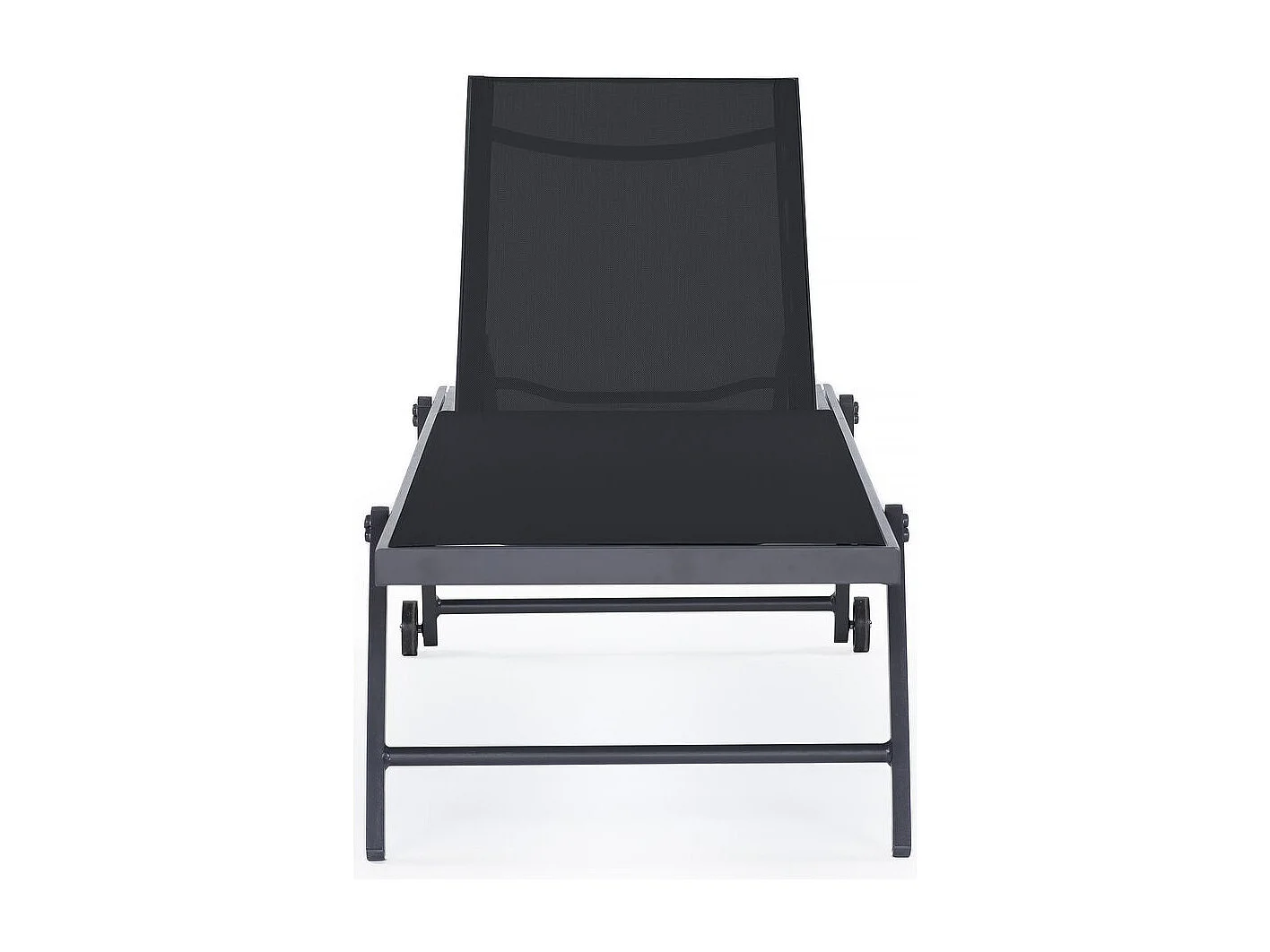 Lot de 2 bains de soleil textilène aluminium "Jolia" - Gris foncé / Noir