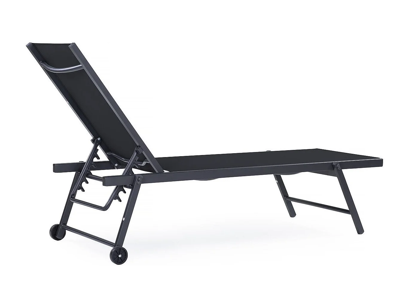 Lot de 2 bains de soleil textilène aluminium "Jolia" - Gris foncé / Noir