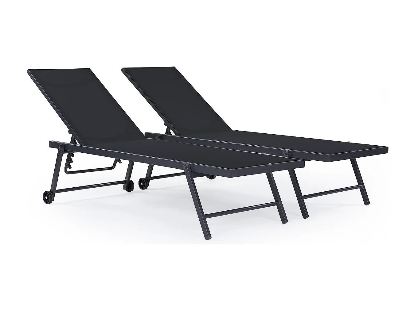 Ligbed set 2 stuks tuin ligstoel verstelbaar aluminium textiel "Jolia" - Donkergrijs / Zwart