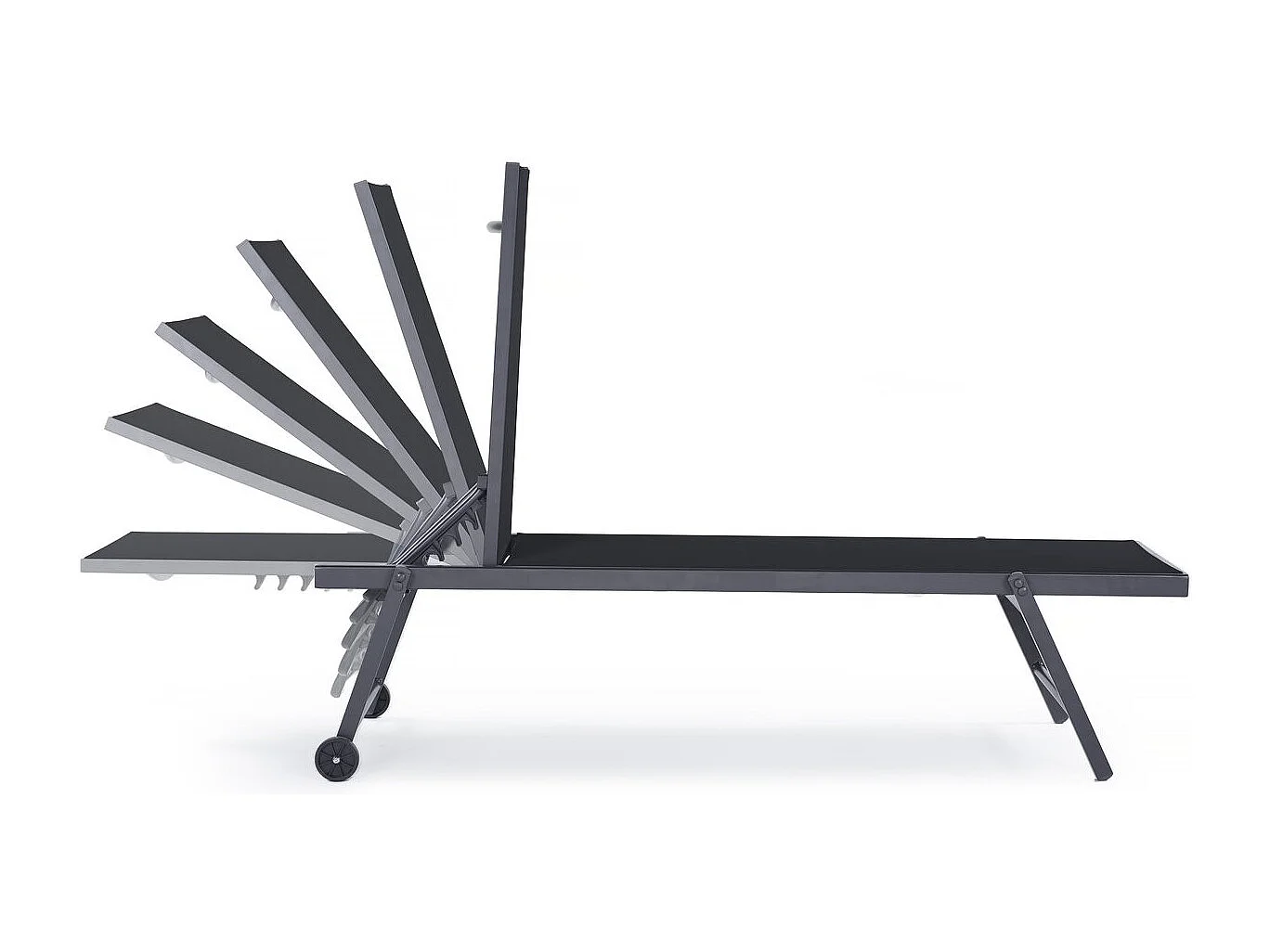 Ligbed set 2 stuks tuin ligstoel verstelbaar aluminium textiel "Jolia" - Donkergrijs / Zwart