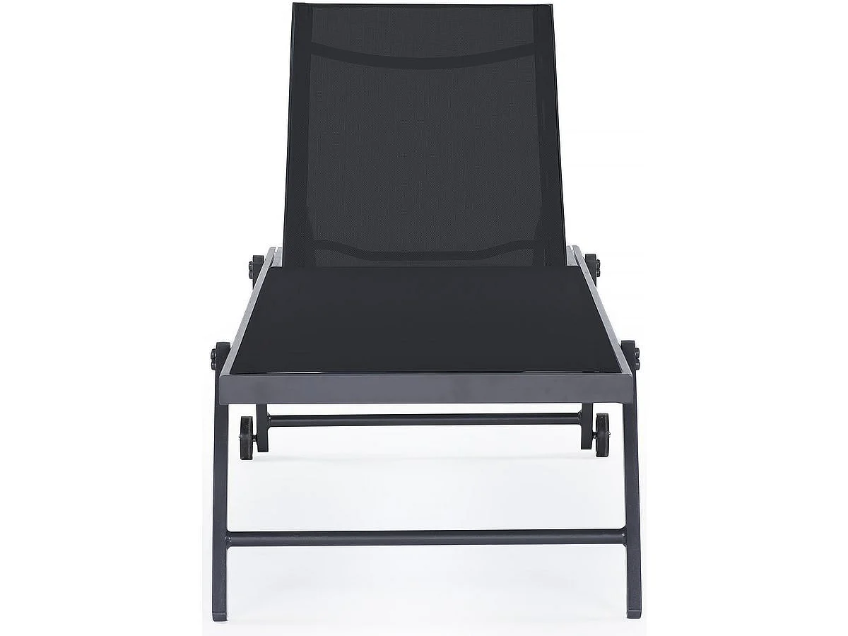 Lot de 2 bains de soleil textilène aluminium "Jolia" - Gris foncé / Noir