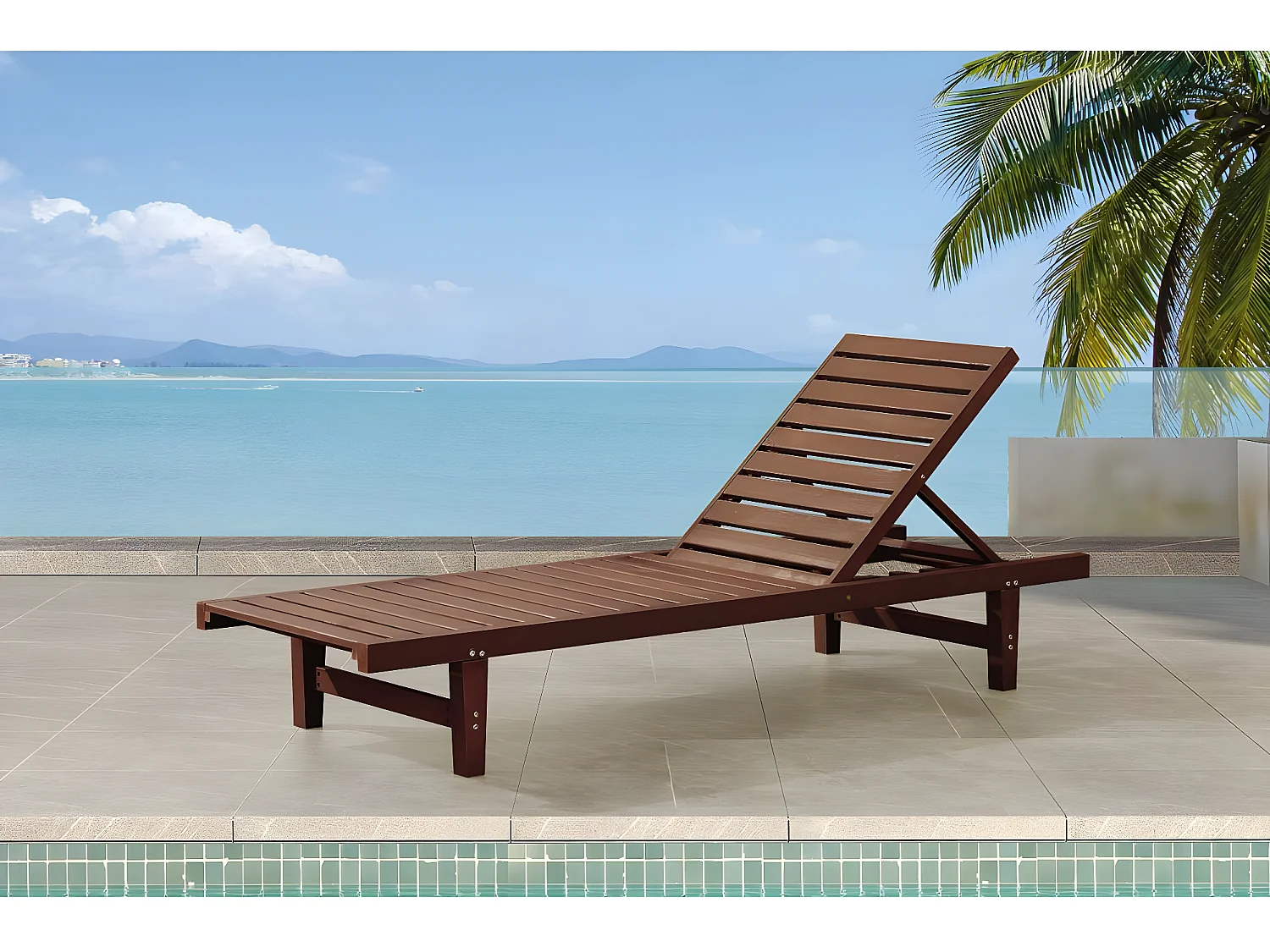 Lot de 2 bains de soleil en bois "Rawai" - Marron