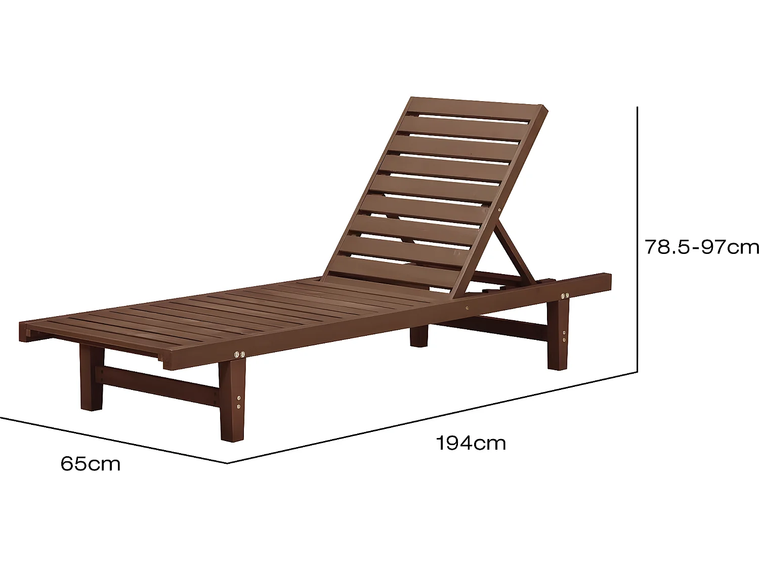 Lot de 2 bains de soleil en bois "Rawai" - Marron