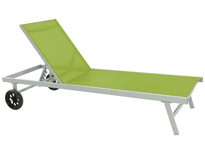 Ligbed "Bella" van aluminium en textilene met wielen - Groen