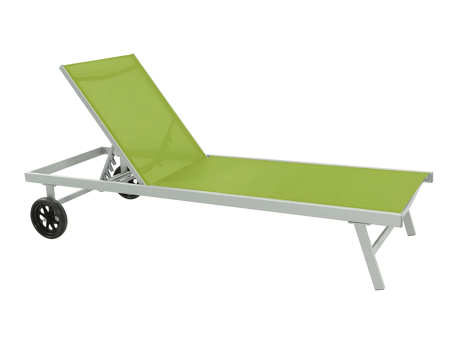 Ligbed "Bella" van aluminium en textilene met wielen - Groen