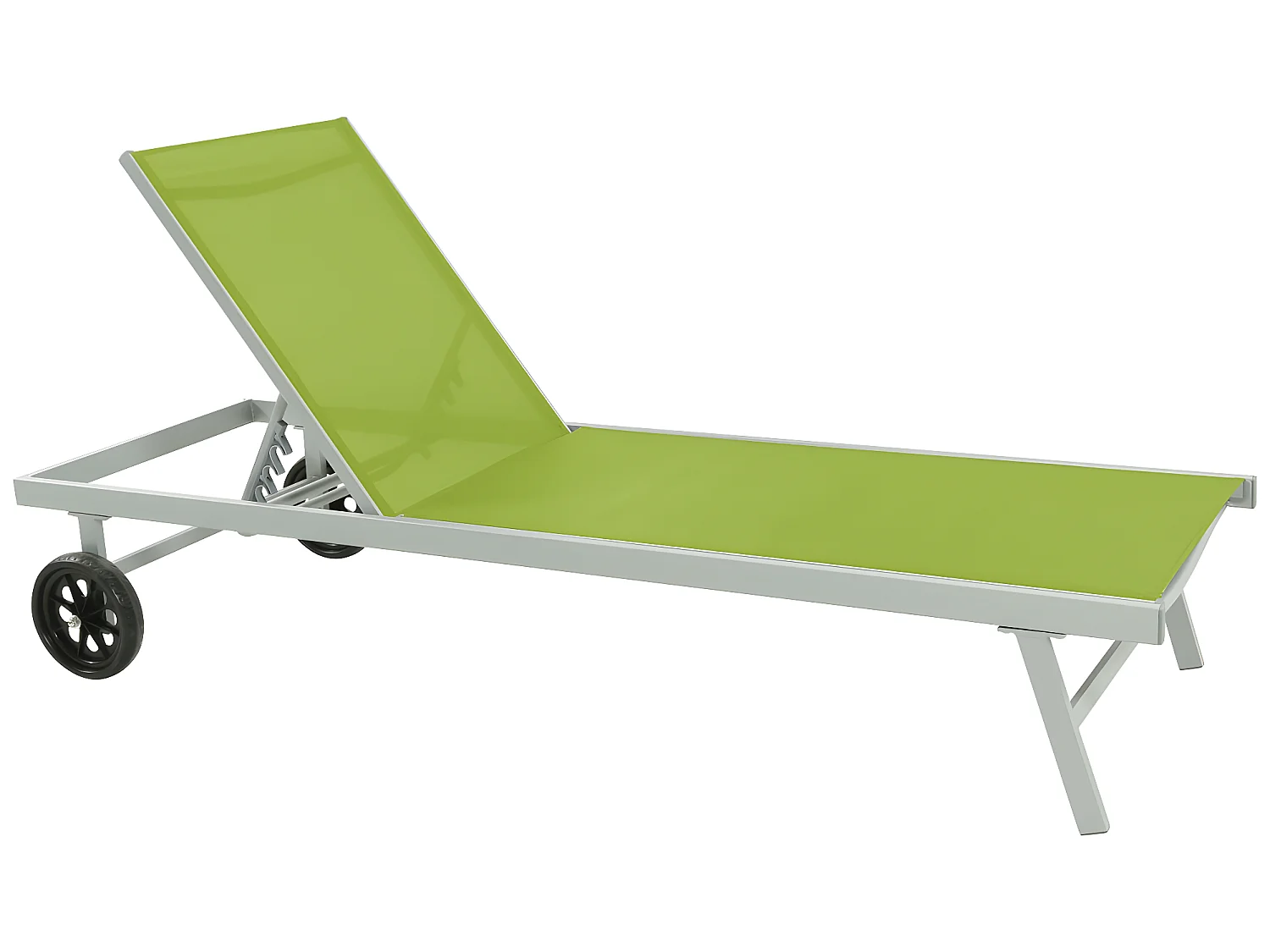 Ligbed tuin ligstoel met wielen aluminium textileen "Bella" - Groen