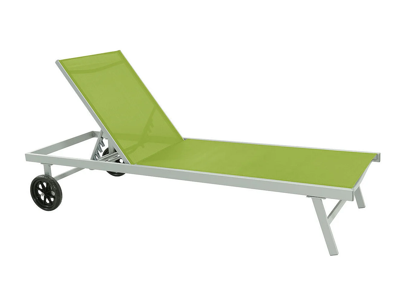 Ligbed tuin ligstoel met wielen aluminium textileen "Bella" - Groen