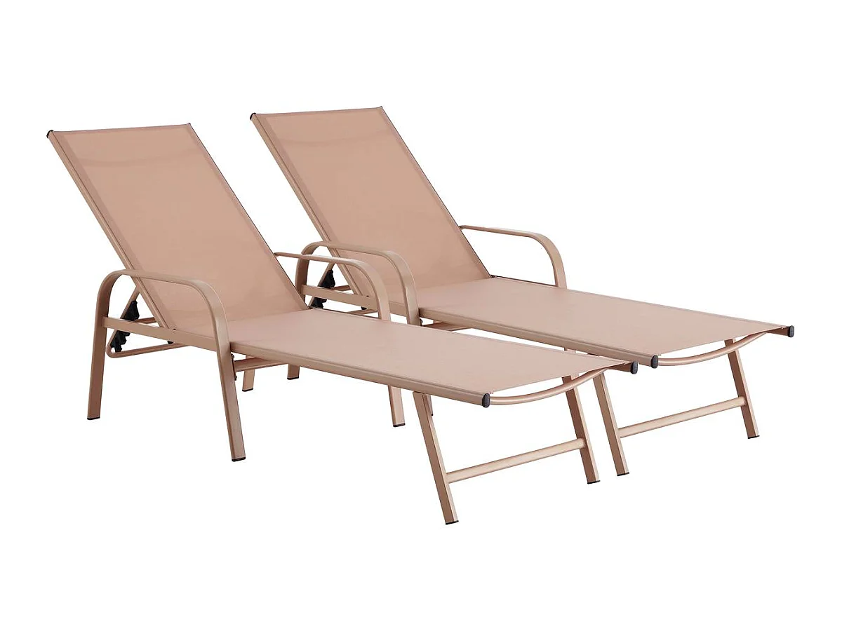 2er-Set Sonnenliegen aus Metall "Farniente - Braun