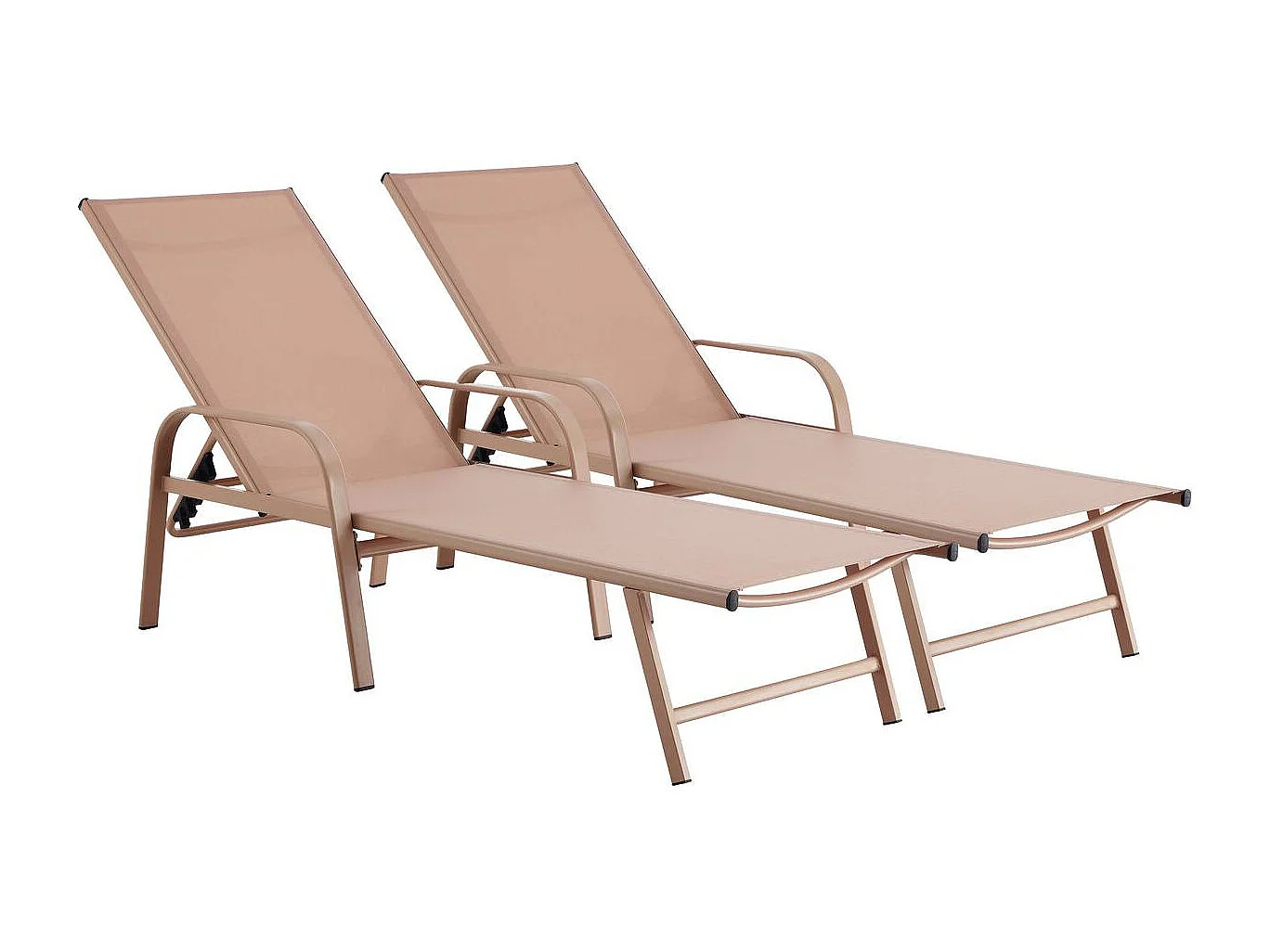 2er-Set Sonnenliegen aus Metall "Farniente - Braun