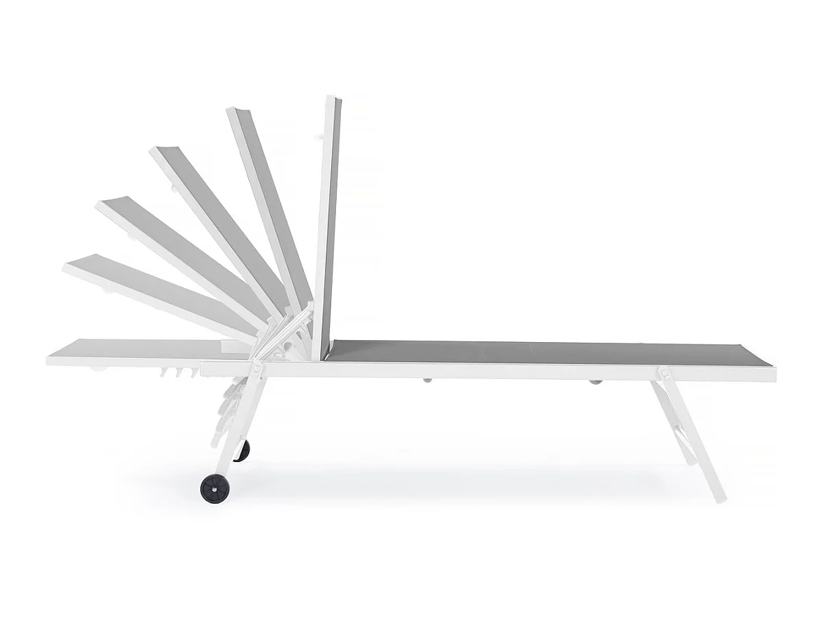 Confezione da 2 lettini solari trapuntati in textilene e alluminio "Jolia" - Phoenix - Grigio / Bianco