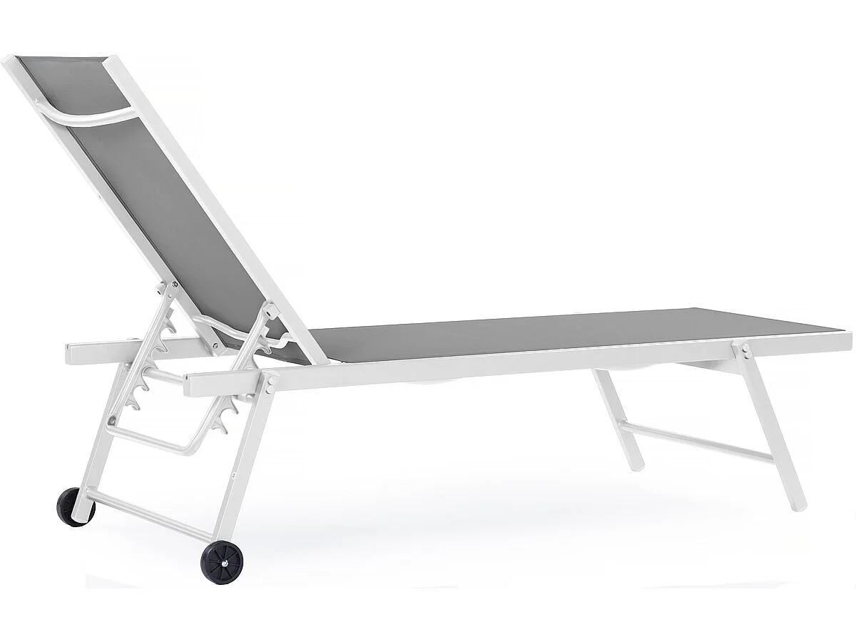 Lot de 2 bains de soleil textilène aluminium "Jolia" - Gris / Blanc