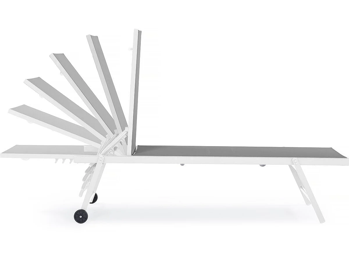 Lot de 2 bains de soleil textilène aluminium "Jolia" - Gris / Blanc