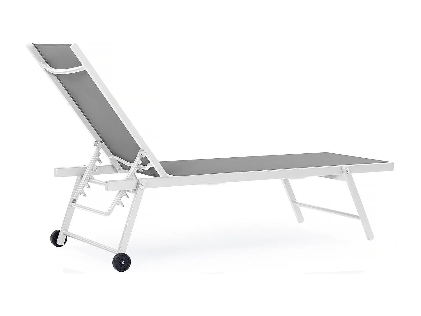 Tumbonas en textileno y aluminio "Jolia"  - Phoenix  - Lote  de 2 - Gris/Blanco