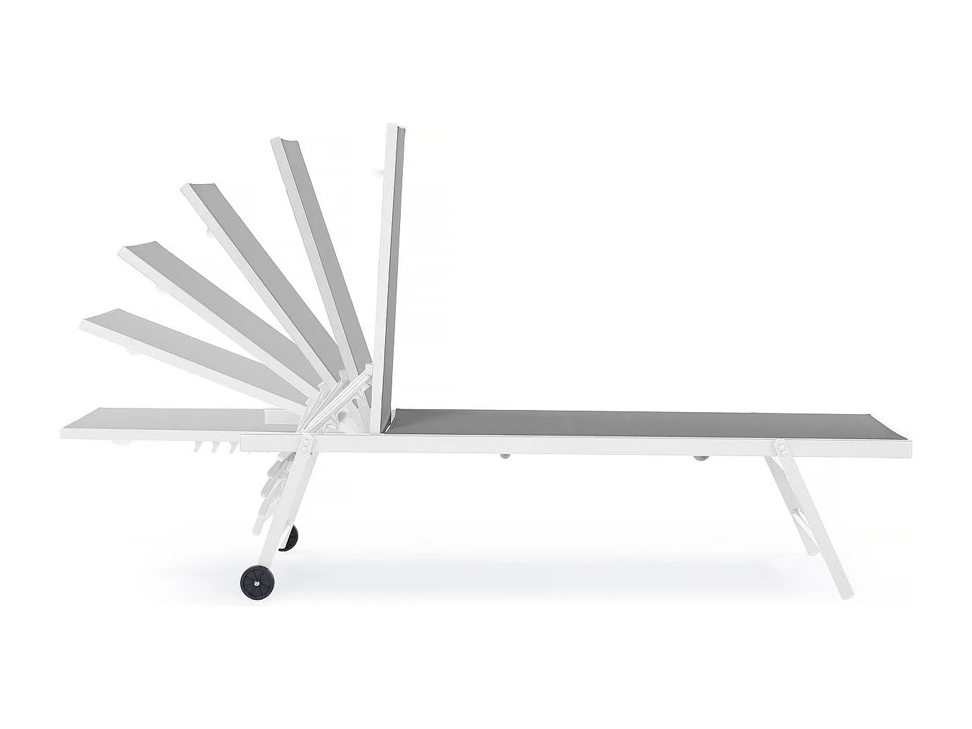 Lot de 2 bains de soleil textilène aluminium "Jolia" - Gris / Blanc