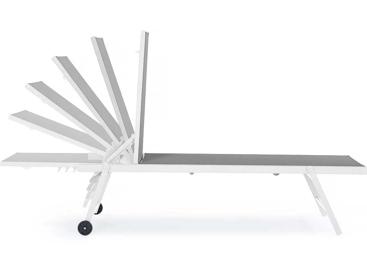 Lot de 2 bains de soleil textilène aluminium "Jolia" - Gris / Blanc