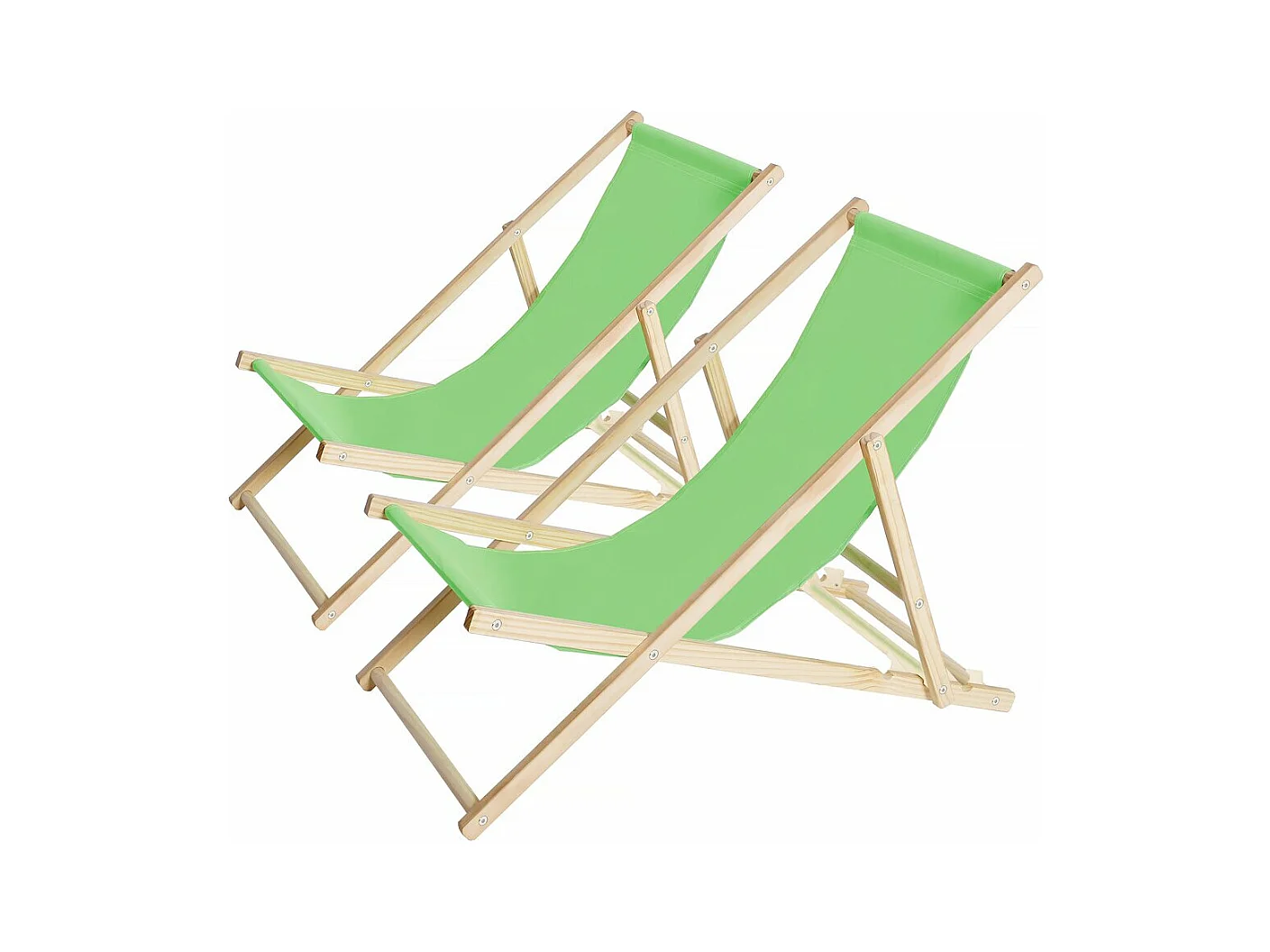 Lot de 2 transats en bois "Chilienne" - 107 x 56.5 x 81 cm - Vert