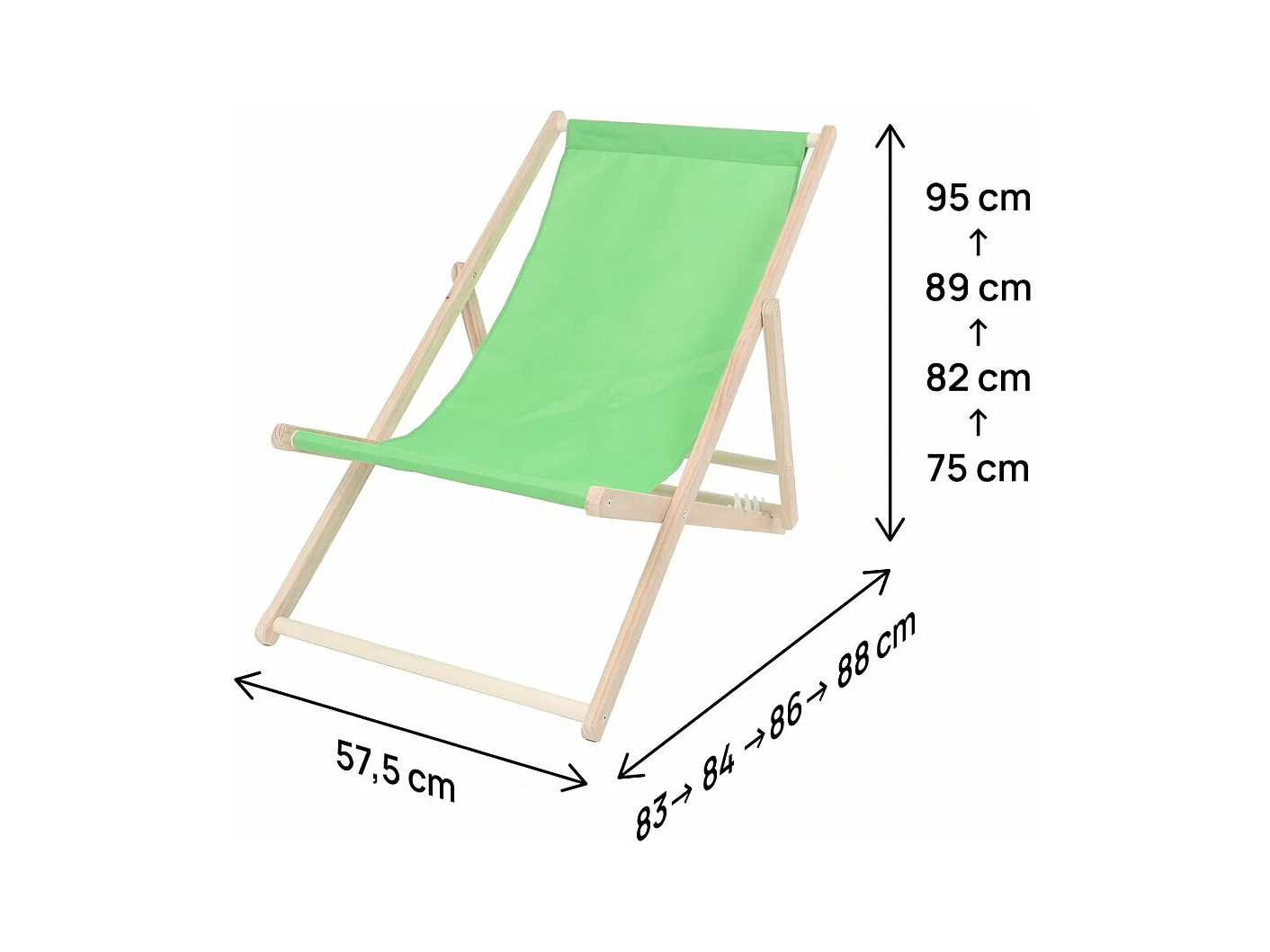 Lot de 2 transats en bois "Chilienne" - 107 x 56.5 x 81 cm - Vert