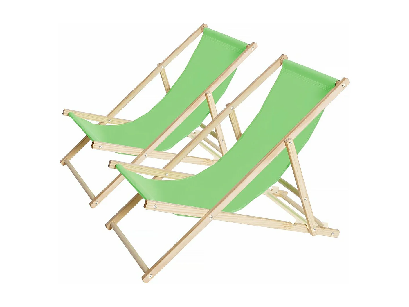 Zestaw 2 leżaków drewnianych "Chillienne" - Zielony