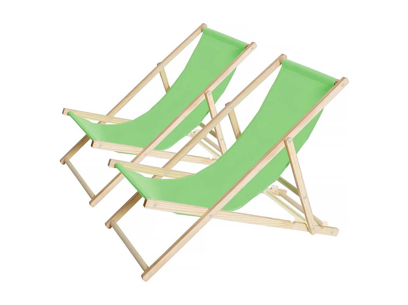 Lot de 2 transats en bois "Chilienne" - 107 x 56.5 x 81 cm - Vert