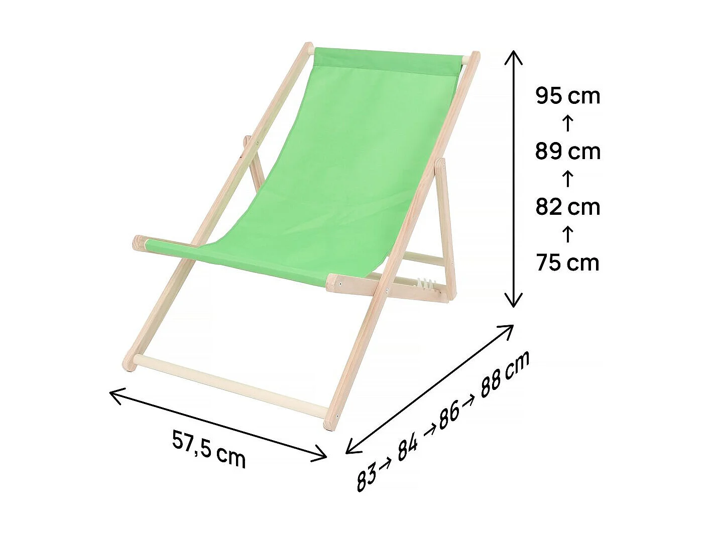 Lot de 2 transats en bois "Chilienne" - 107 x 56.5 x 81 cm - Vert
