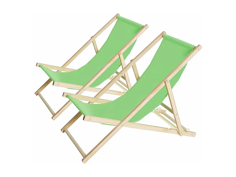 Lot de 2 transats en bois "Chilienne" - 107 x 56.5 x 81 cm - Vert