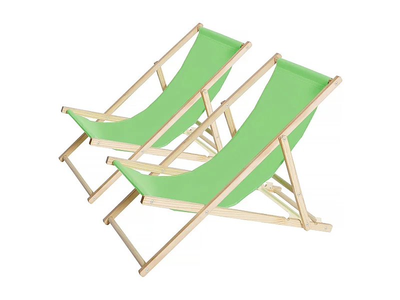 Lot de 2 transats en bois "Chilienne" - 107 x 56.5 x 81 cm - Vert