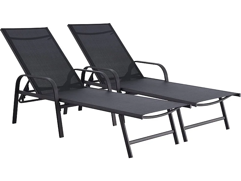 Lot de 2 Bains de soleil en métal "Farniente" - Noir