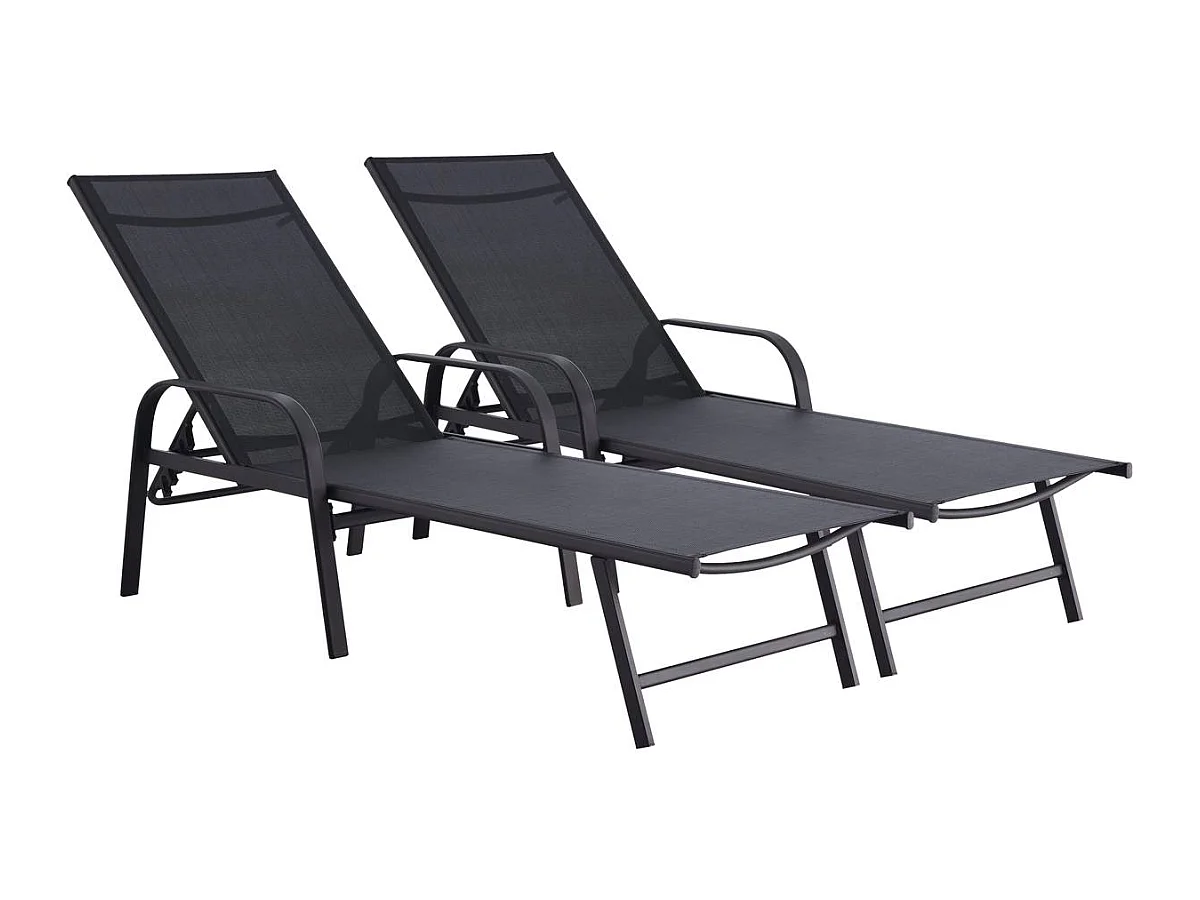 Juego de 2 tumbona de acero "Farniente" - Negra
