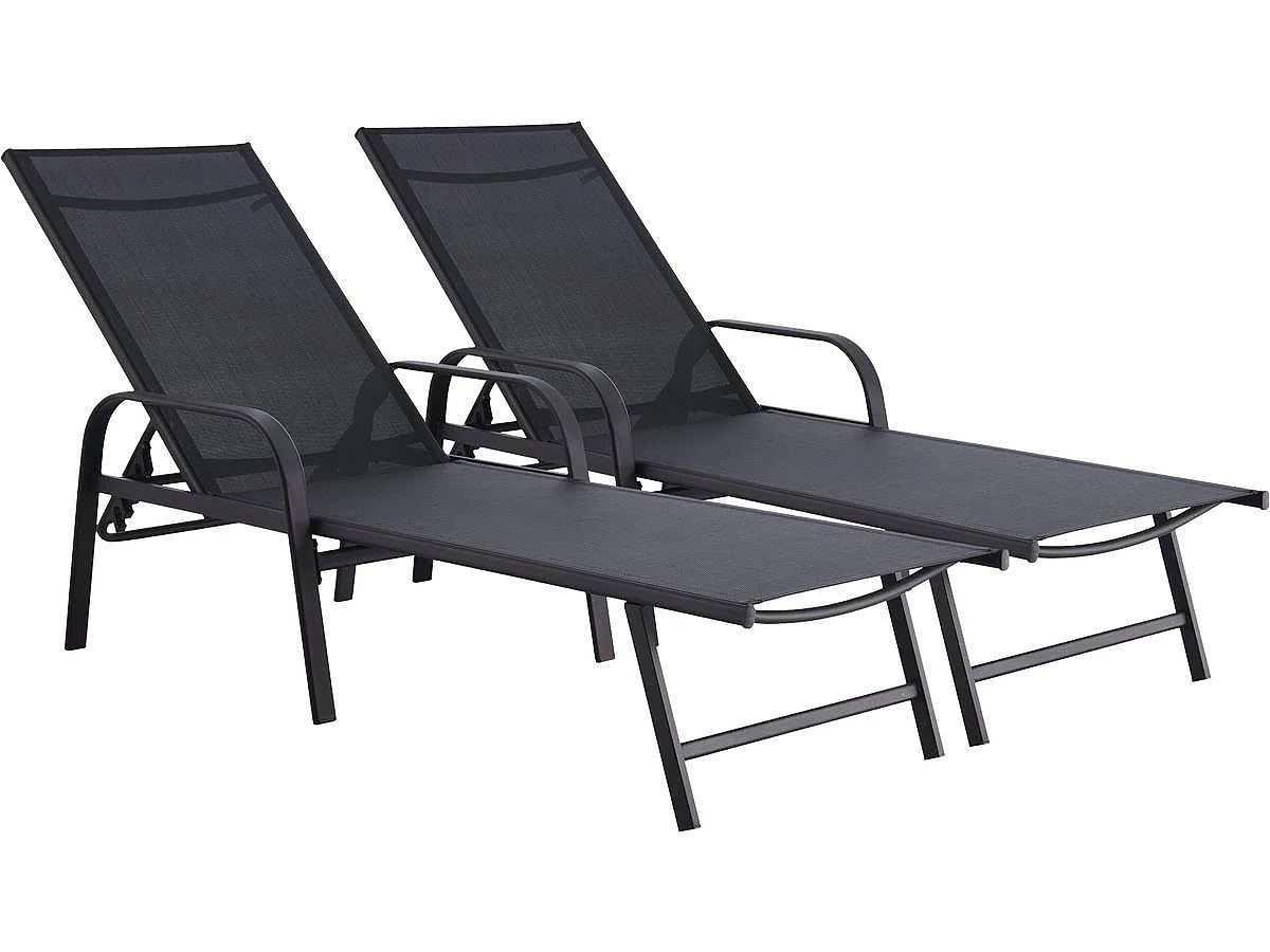 Lot de 2 Bains de soleil en métal "Farniente" - Noir