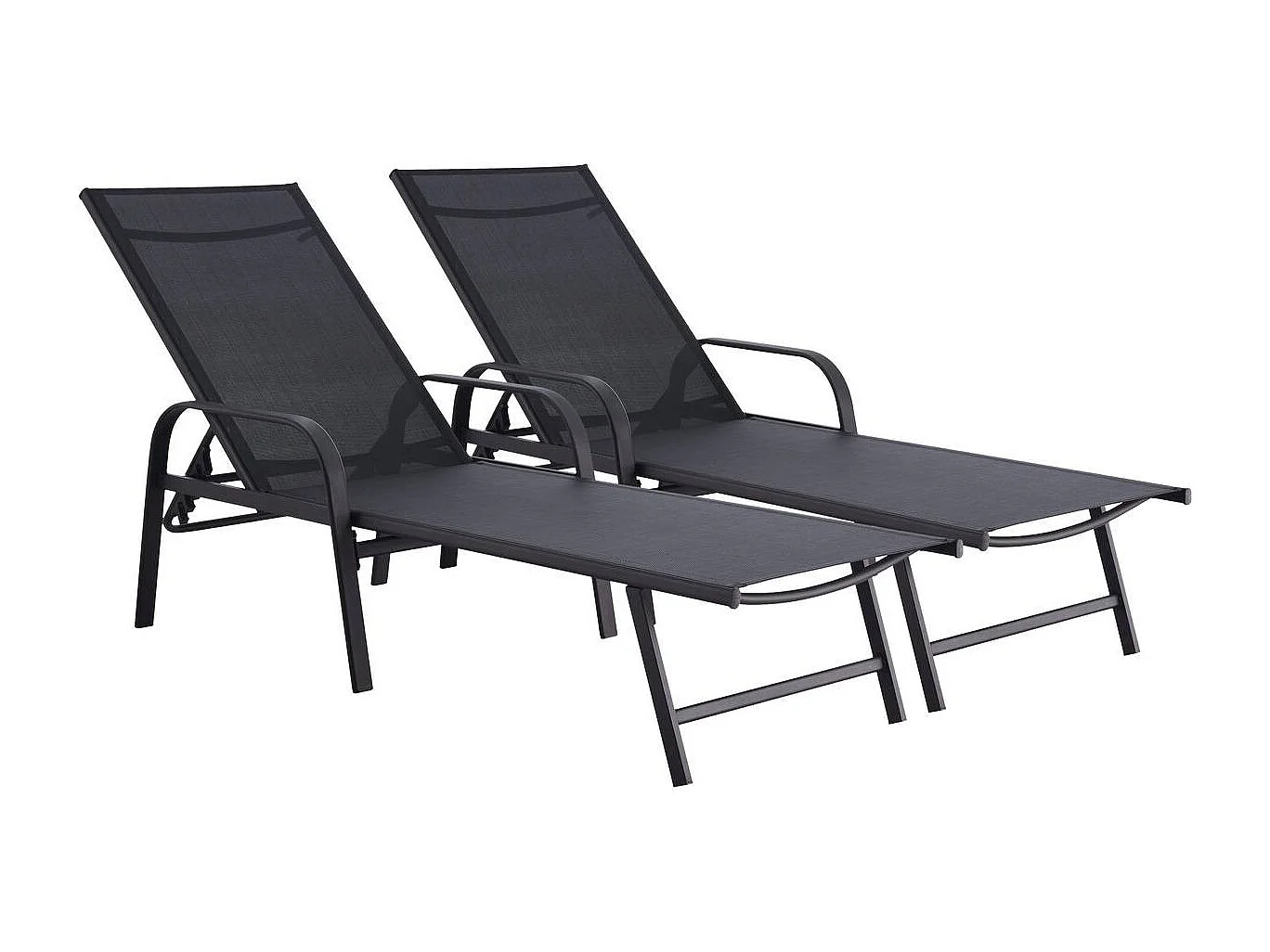 2er-Set Sonnenliegen aus Metall "Farniente - Schwarz