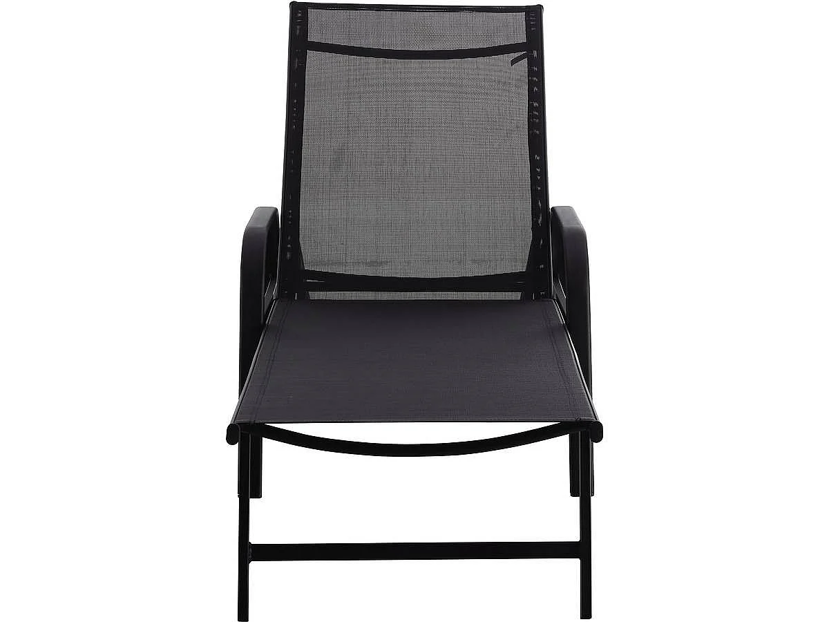 Lot de 2 Bains de soleil en métal avec accoudoirs "Farniente" - Noir